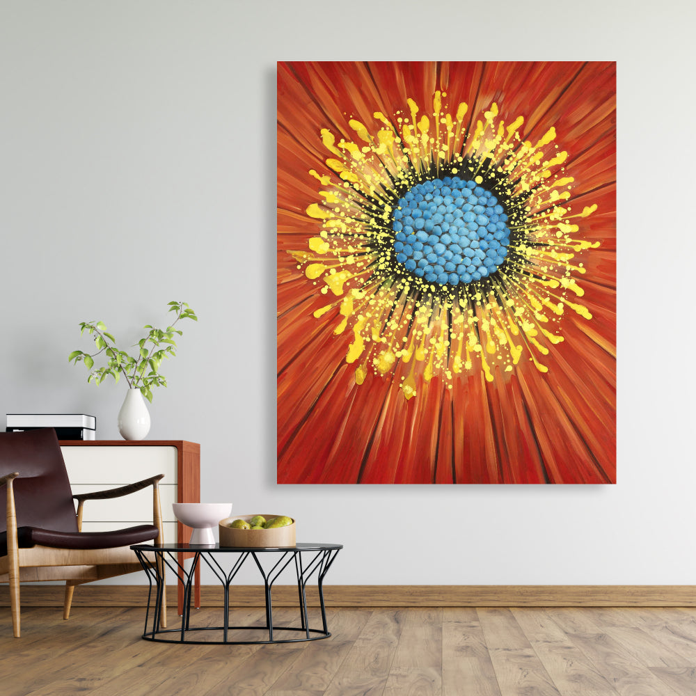 Closeup on a Red Flower Canvas | Floral Bedroom Wall Art Decor