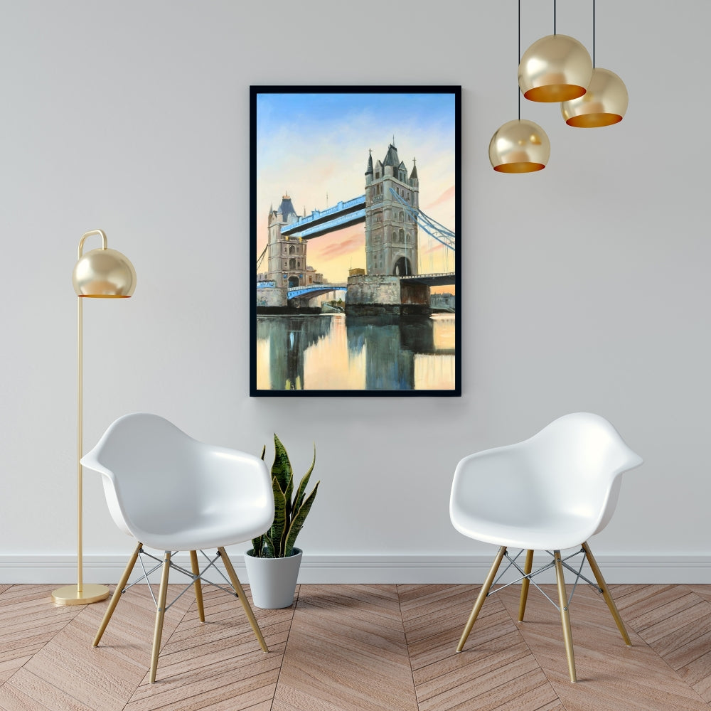 Sunset on London Bridge Canvas | Contemporary Bedroom Decor