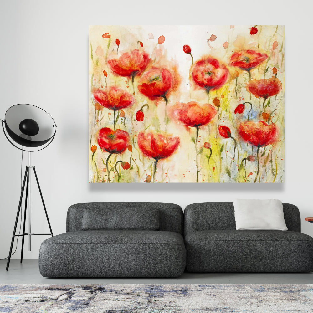Red Flowers Garden Canvas | Floral & Botanical Home Decor