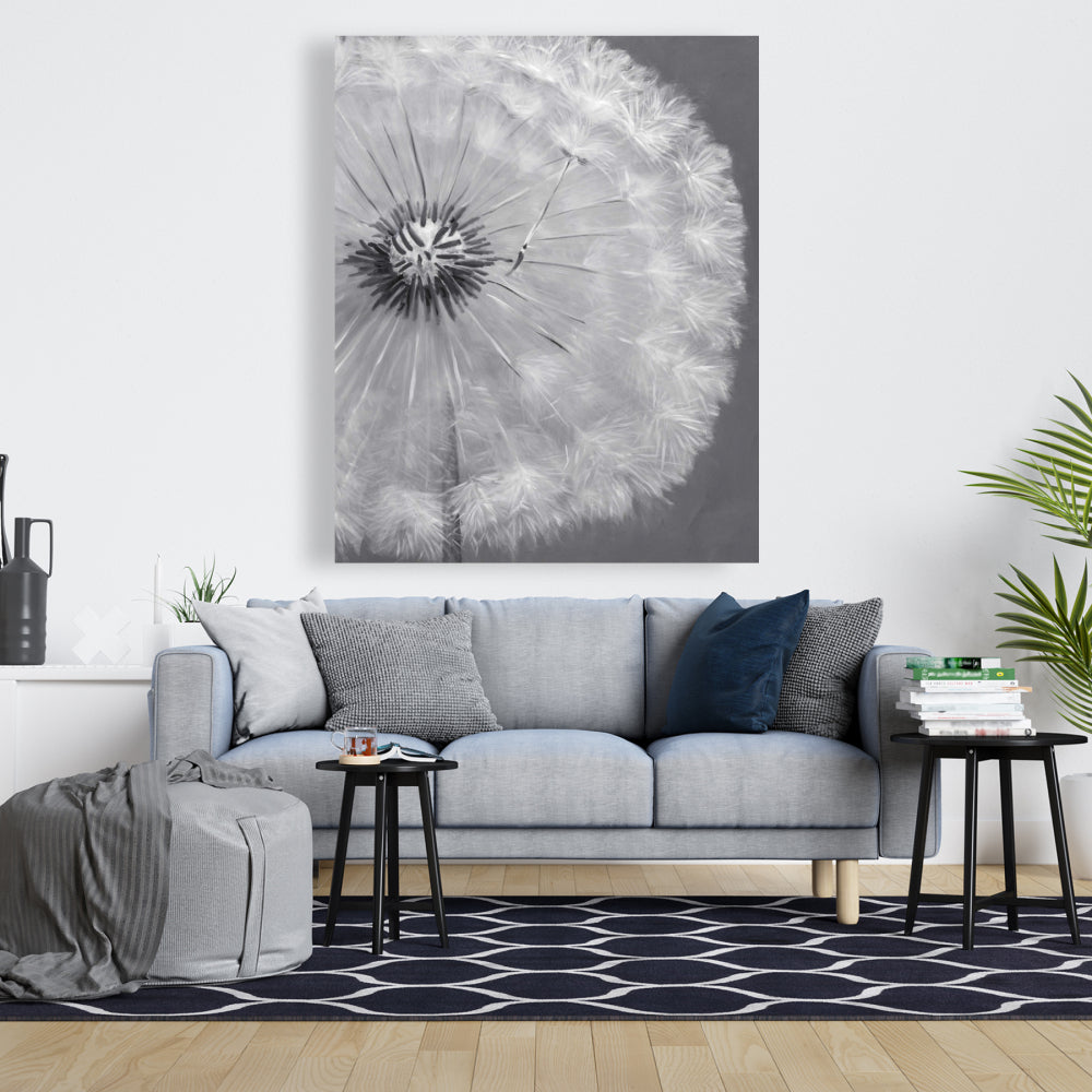 Romantic Dandelion Puff Ball Canvas | Botanical Home Decor