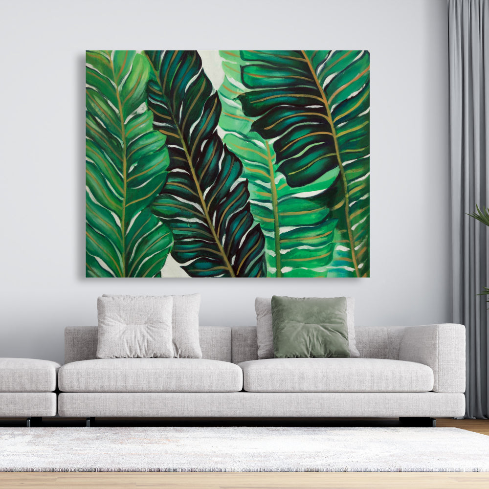 Exotic Plant Leaves Canvas | Floral Botanical Bedroom Decor