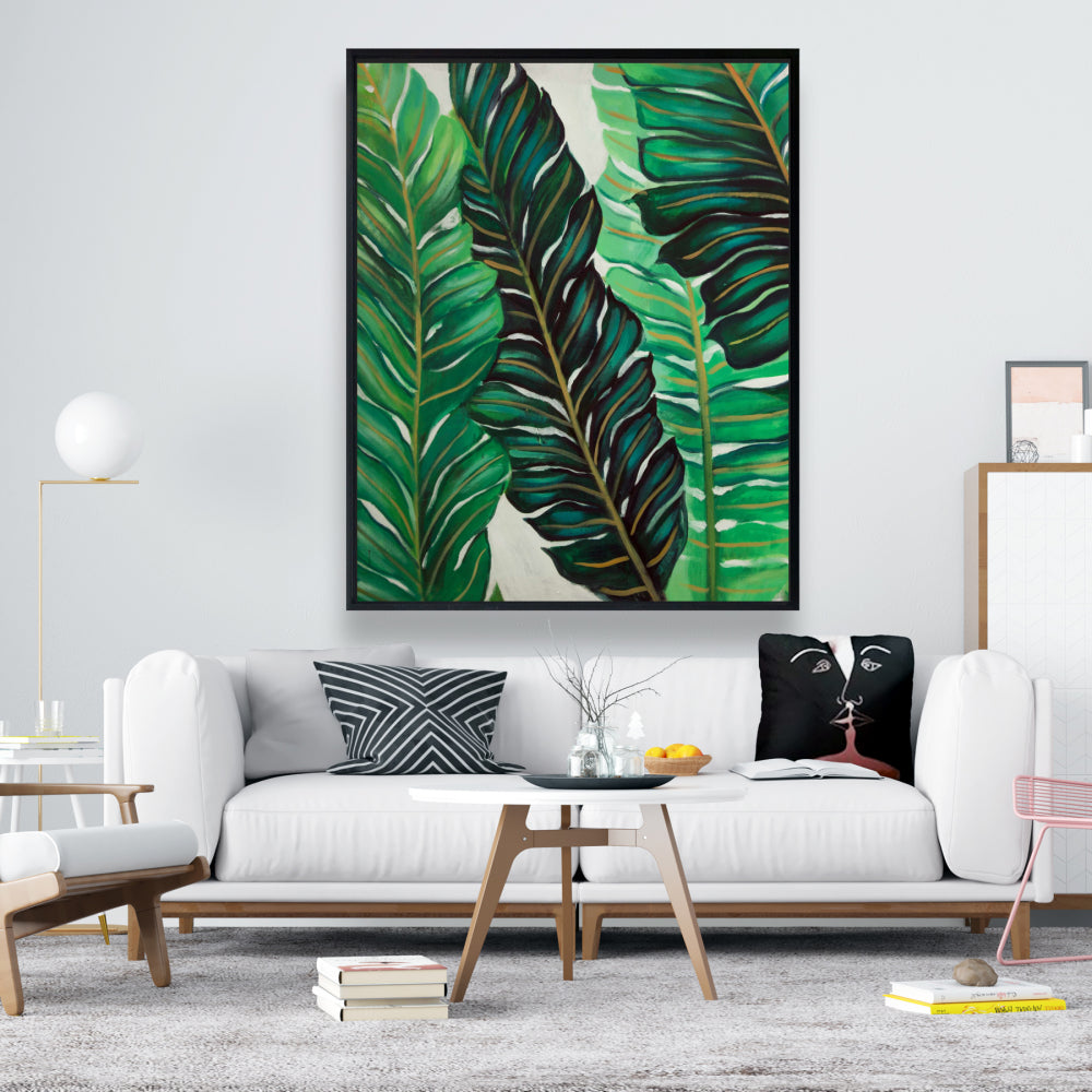 Exotic Plant Leaves Canvas | Floral Botanical Bedroom Decor