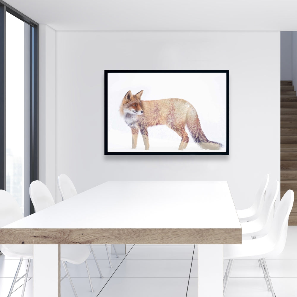 Toile encadrée Forêt et Renard | Décoration murale pittoresque pour chambre à coucher
