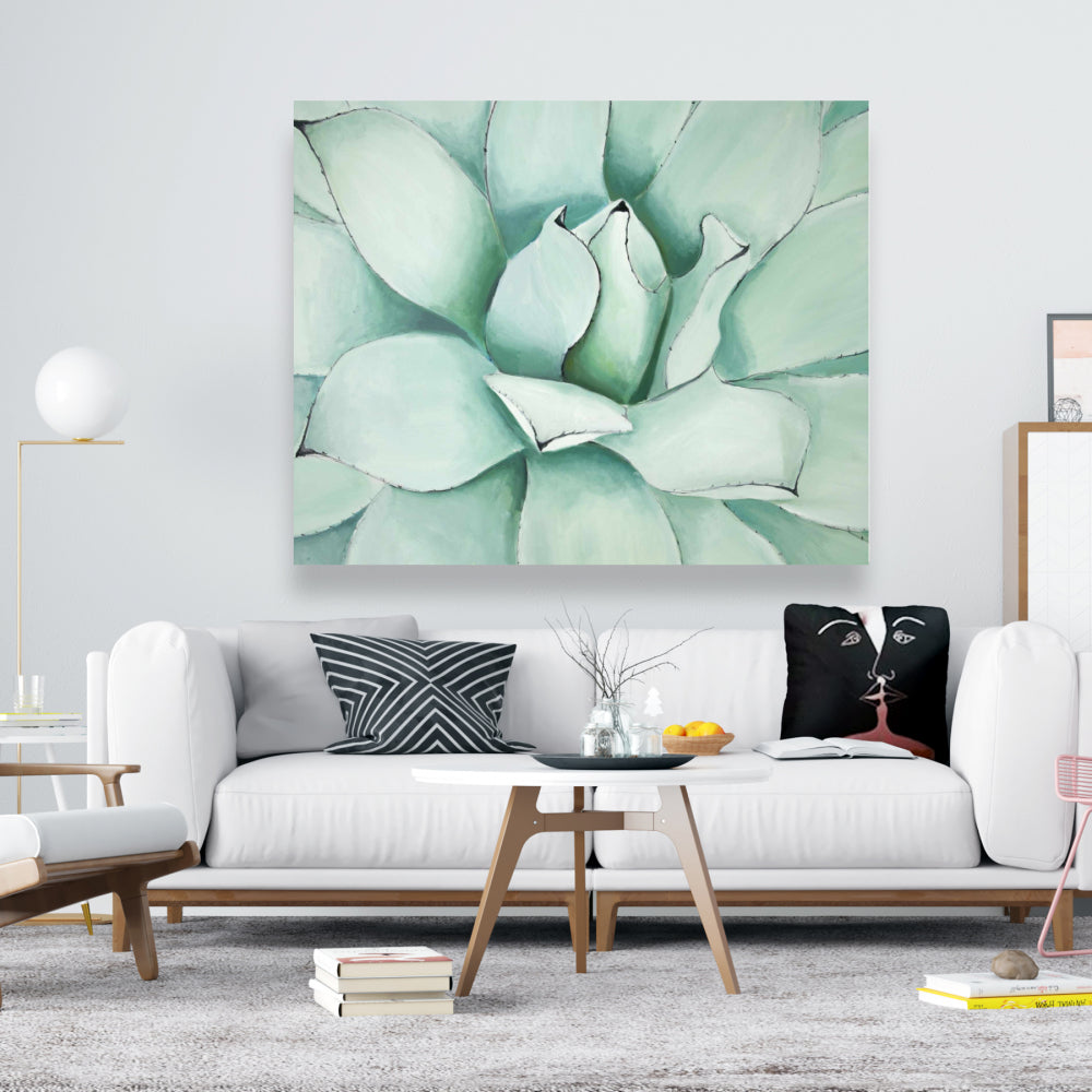 Gros plan sur toile botanique de plantes succulentes - Décoration d'intérieur contemporaine