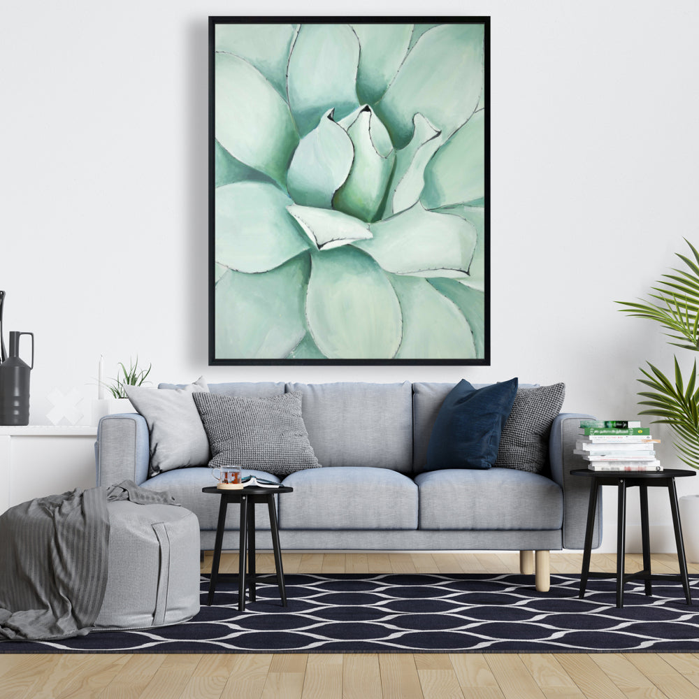 Succulent Closeup - Contemporary Floral Canvas for Home Decor