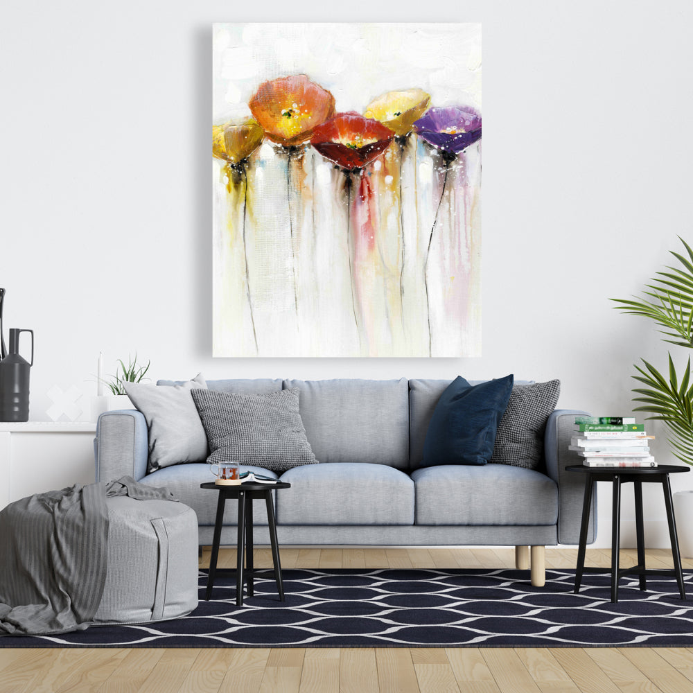 Colorful Abstract Floral Canvas | Botanical Home Decor