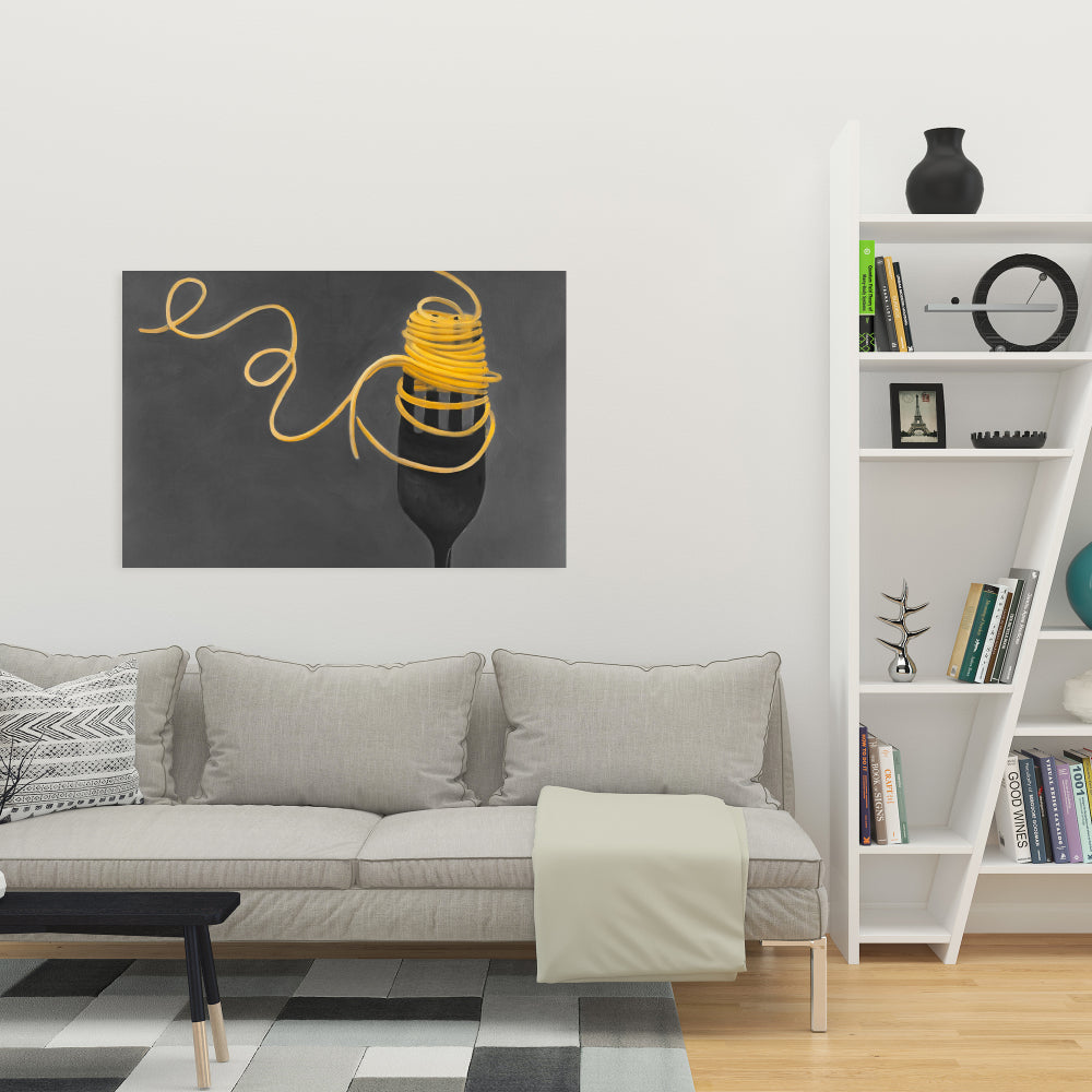 Spaghetti Pasta Fork Canvas - Modern Home Decor Wall Art