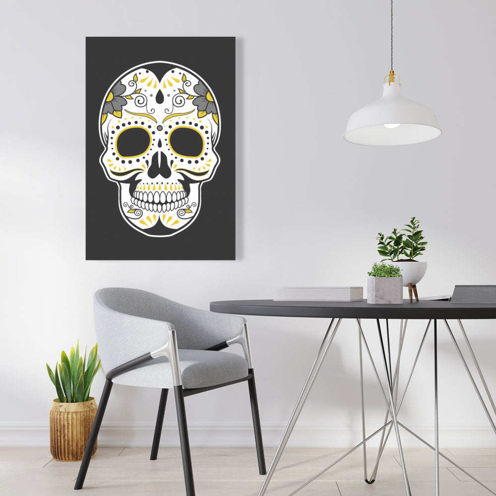 Mexican Sugar Skull Art Canvas | Bedroom Decor Skull Art