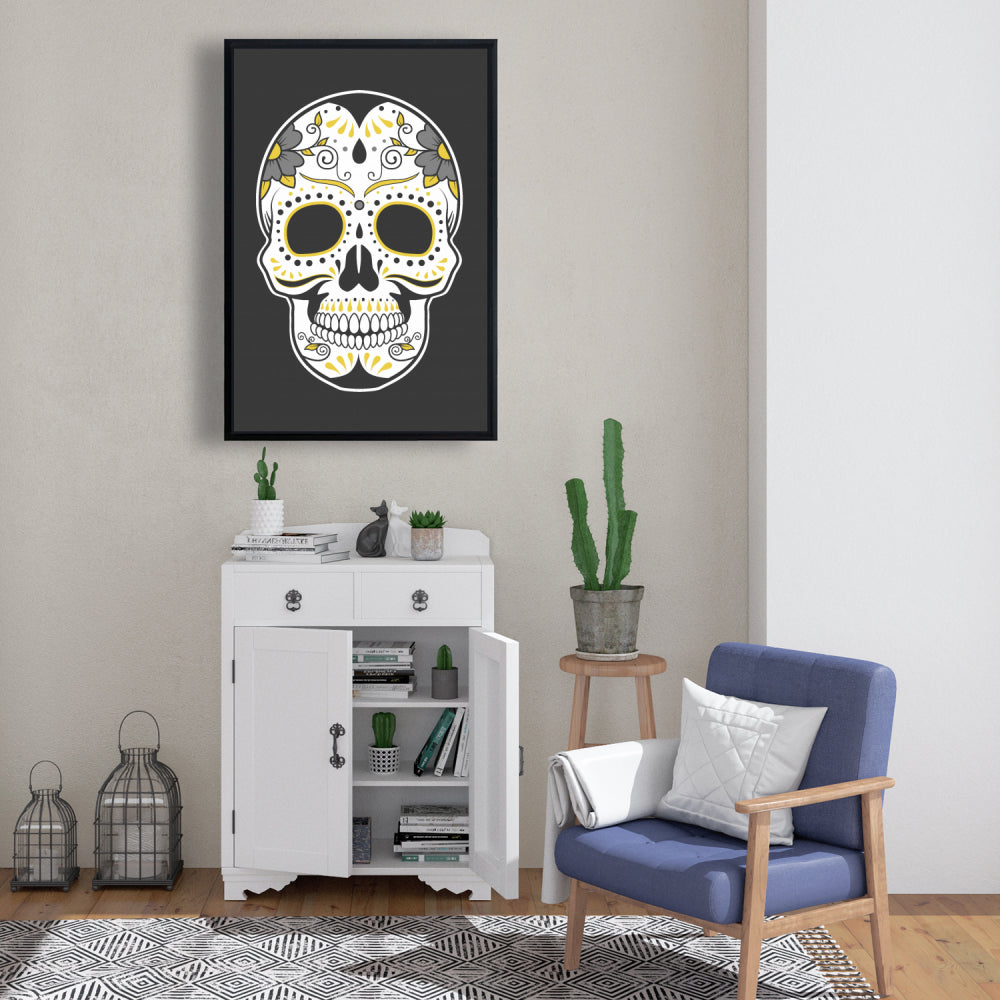 Mexican Sugar Skull Art | Framed Canvas Home Decor