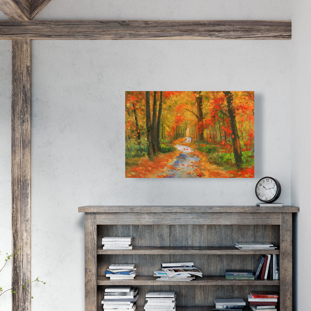 Autumn Trail Canvas - Contemporary Living Room Wall Art Decor