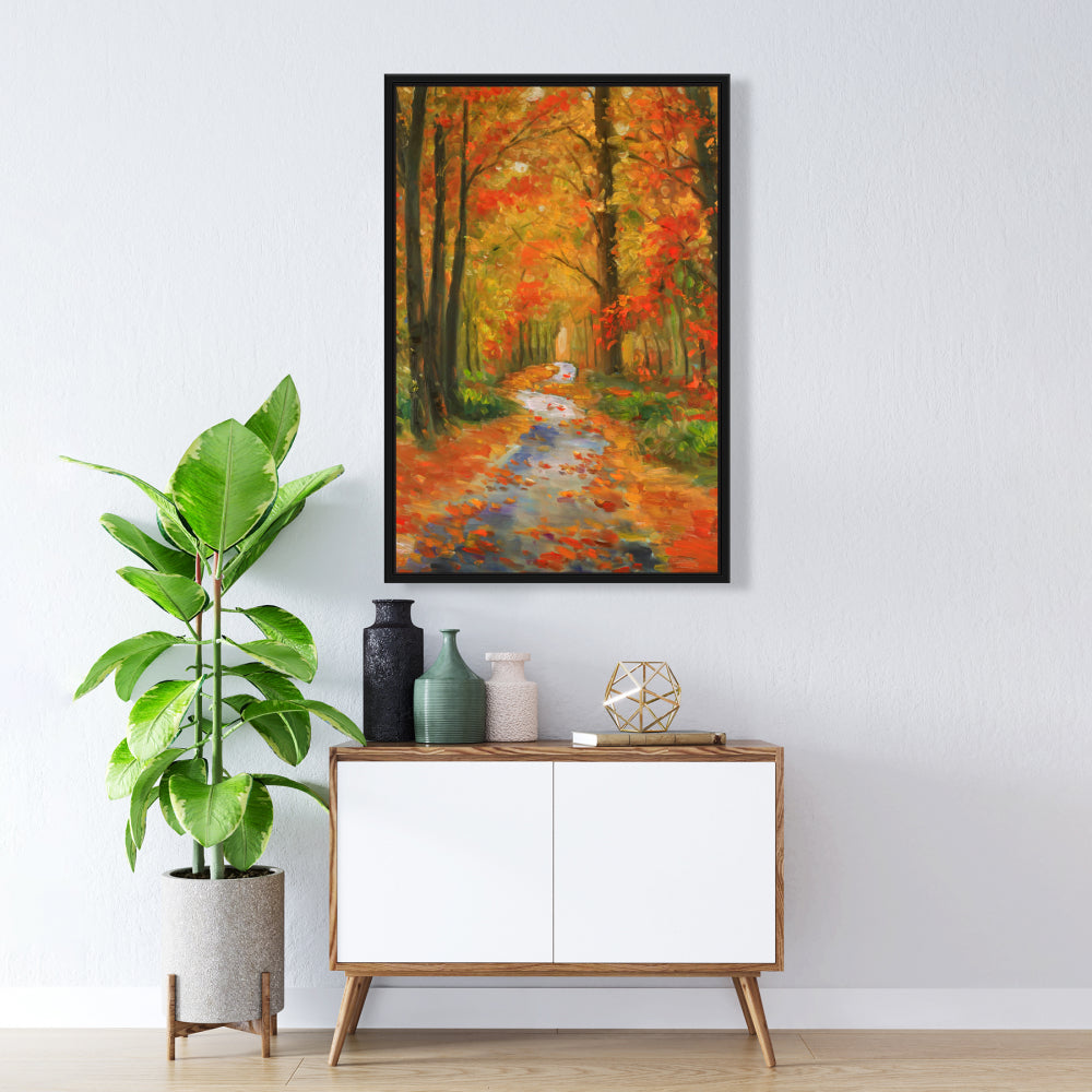 Autumn Trail Framed Canvas | Trees Livingroom Home Decor