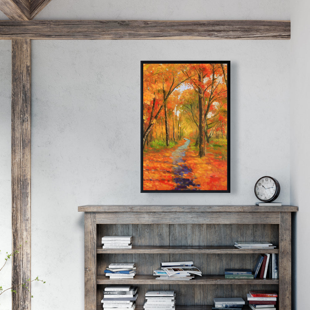Autumn Trail in Forest Canvas | Trees Contemporary Home Decor