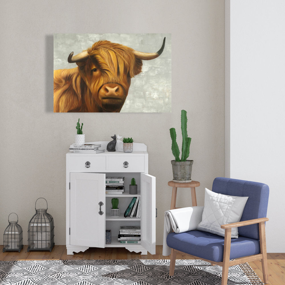 Rustic Highland Cattle Canvas | Bedroom Wall Art Decor