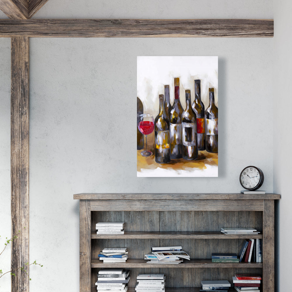 Red Wine Bottles Canvas | Contemporary Kitchen Wall Decor