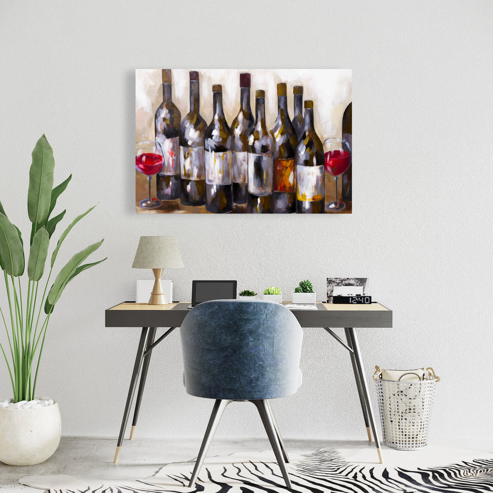 Kitchen Gastronomy Red Wine Brown Canvas | Home Decor Art
