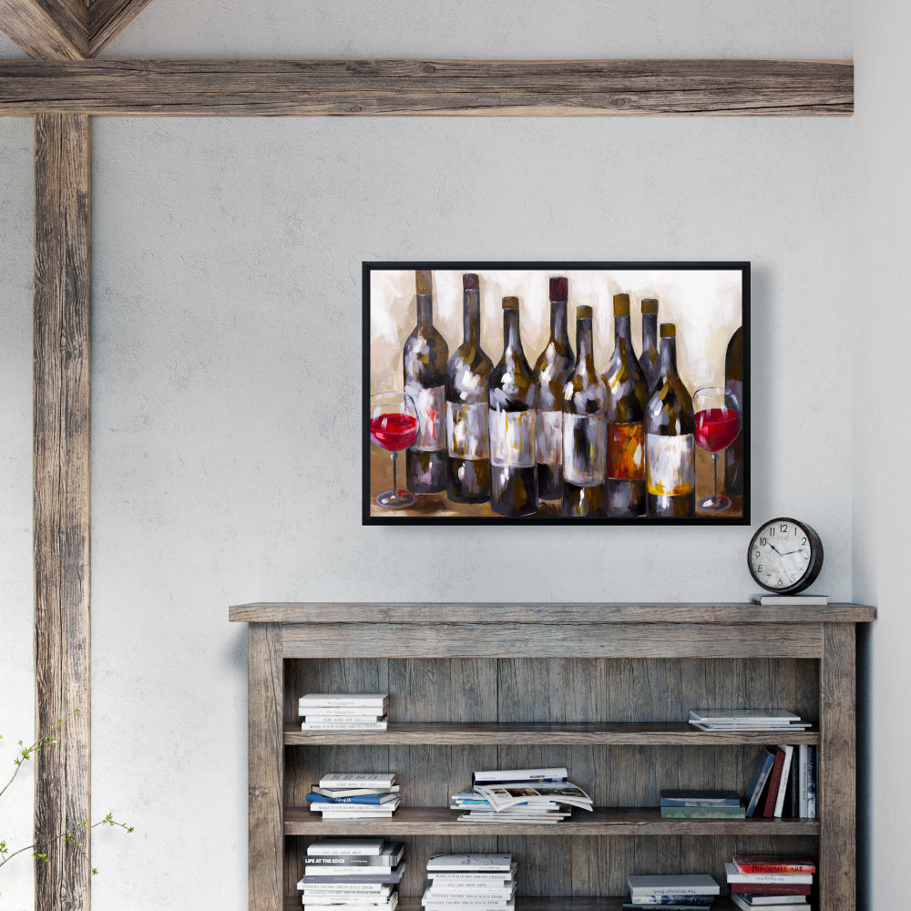 Toile encadrée contemporaine avec vin rouge - Décoration murale