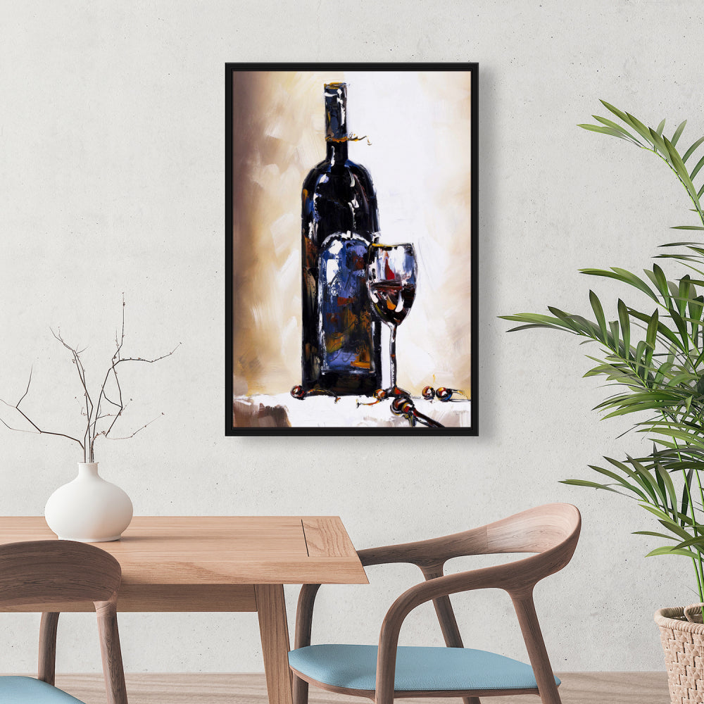 Toile encadrée Bouteille et verre de vin rouge | Décoration d'intérieur