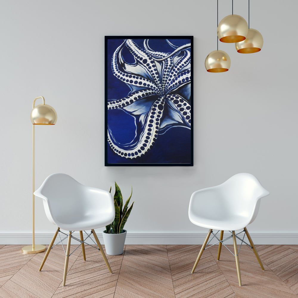 Dancing Octopus Framed Canvas | Aquatic Bedroom Home Decor