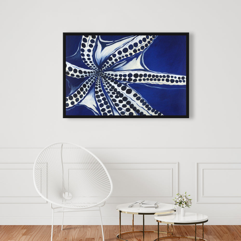 Swimming Octopus Canvas | Bedroom Decor | Blue Framed Art