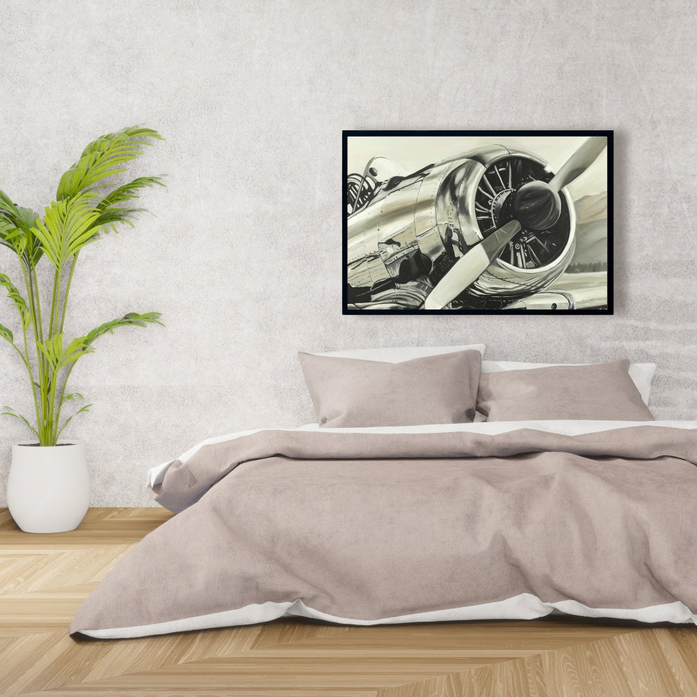 Vintage Aircraft Canvas | Black Framed | Home Decor Art