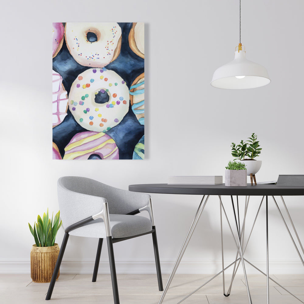 Watercolor Doughnuts Canvas - Delicious Home Decor Art