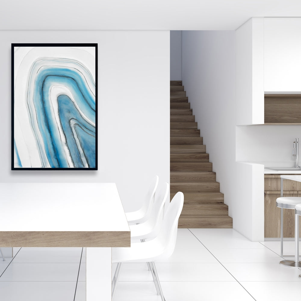 Toile encadrée ronde bleue Géode | Décoration d'intérieur moderne