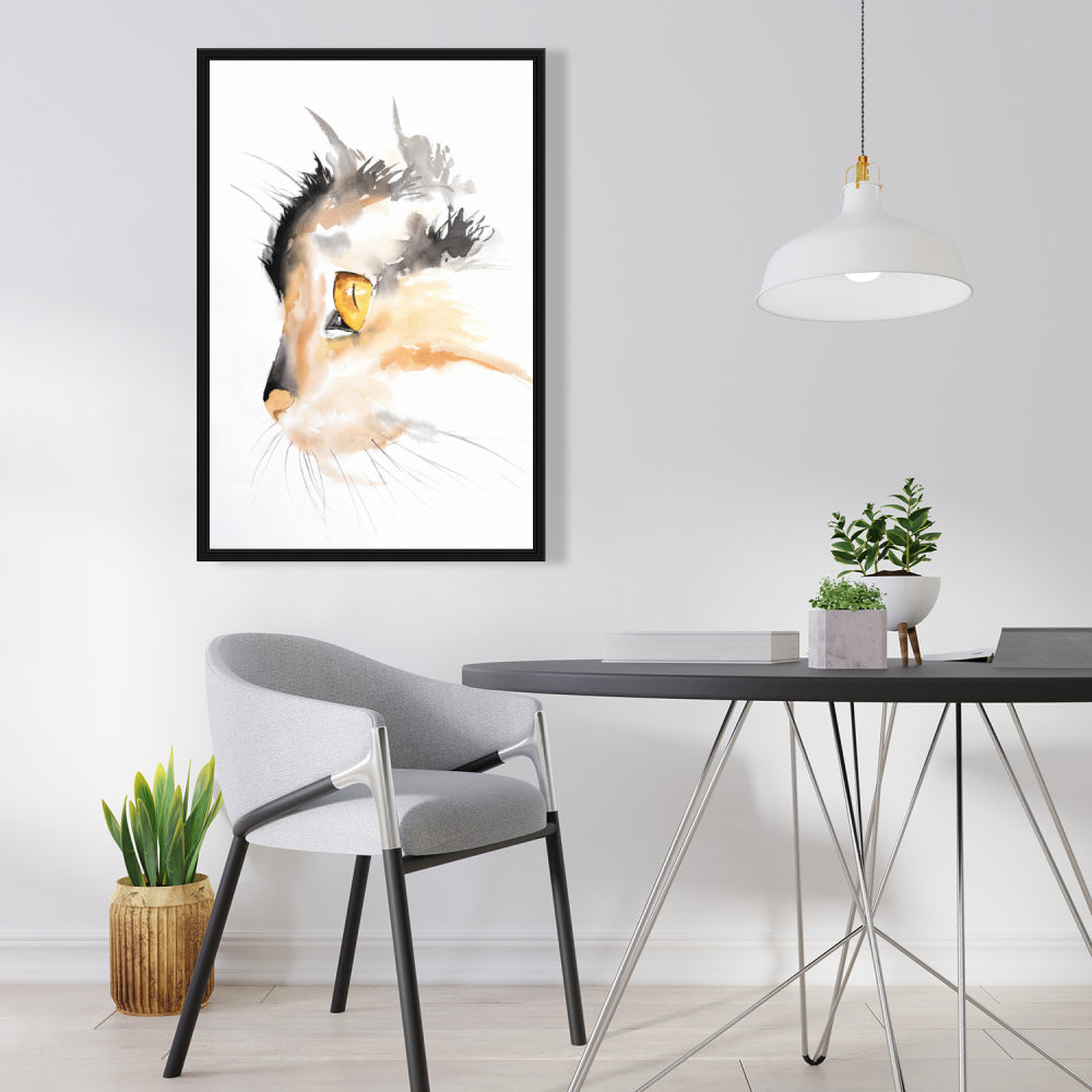 Watercolor Cat Face Profile Canvas - Scandinavian Decor