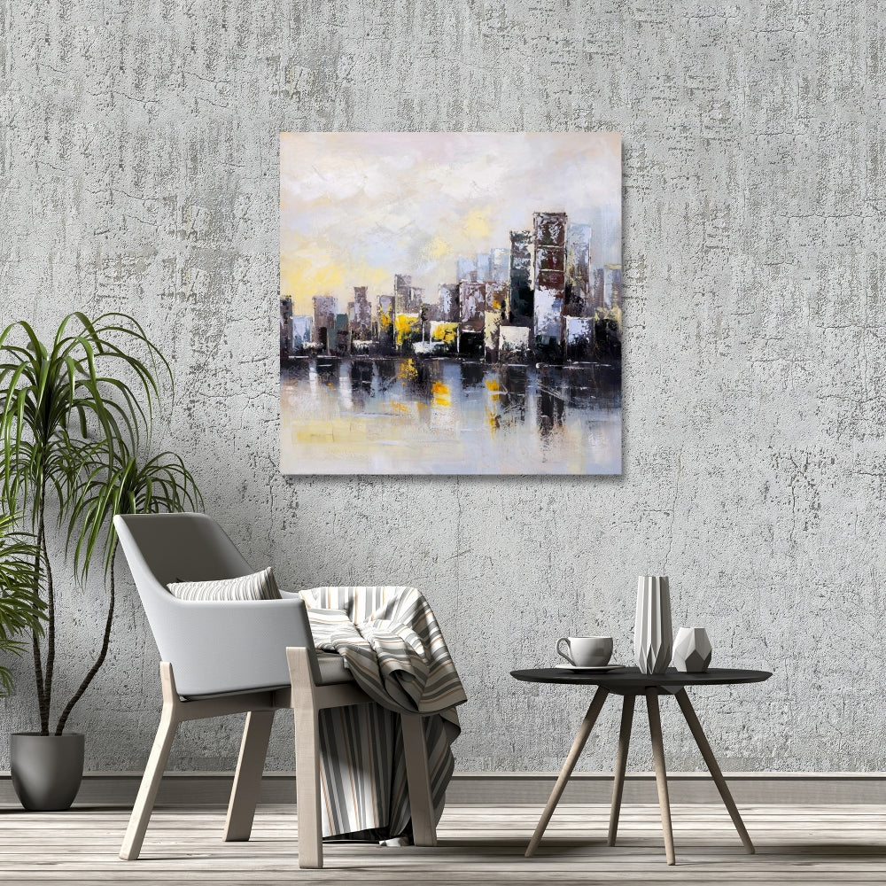 Industrial Cities Building Canvas | Abstract City in the Morning