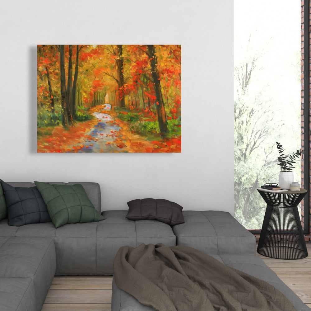 Autumn Trail Canvas - Contemporary Living Room Wall Art Decor