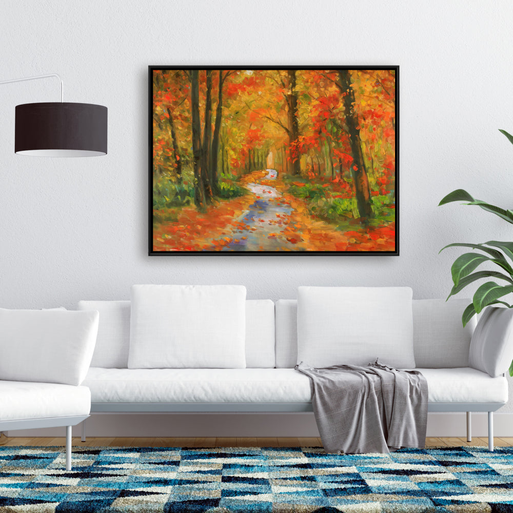 Autumn Trail Framed Canvas | Trees Livingroom Home Decor