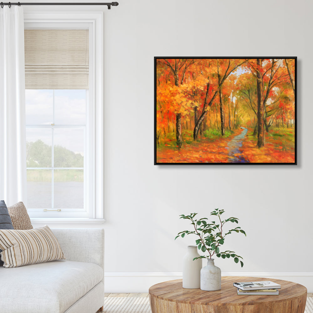 Autumn Trail in Forest Canvas | Trees Contemporary Home Decor