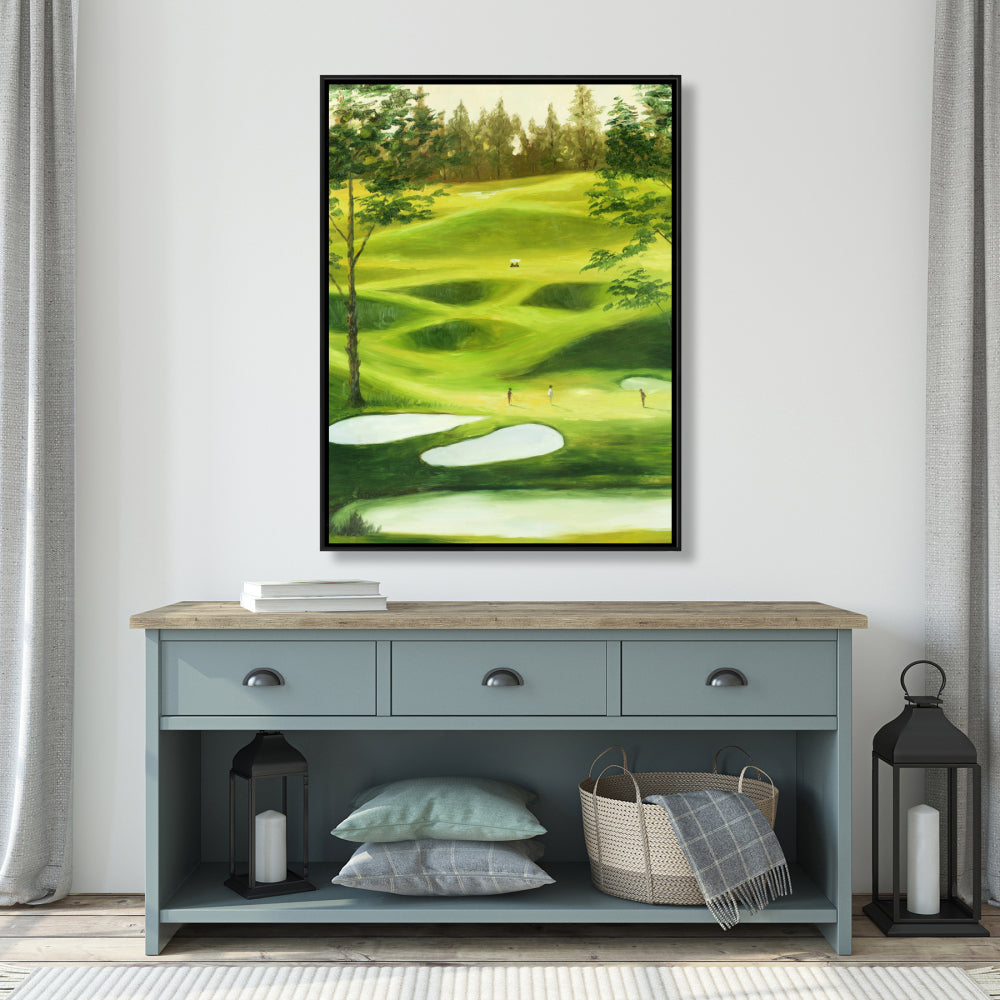 Toile encadrée représentant un grand parcours de golf - Décoration de salon contemporaine