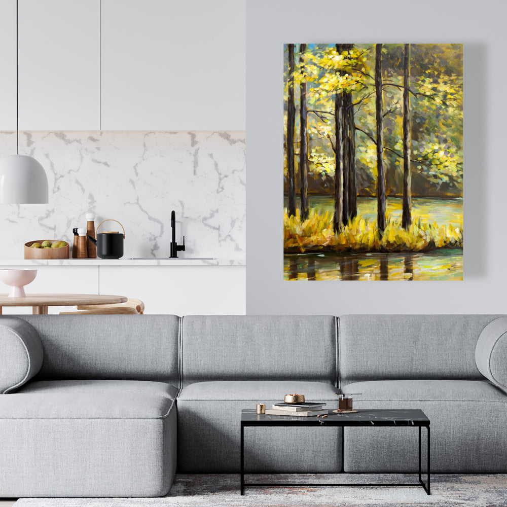 Trees in Lake Canvas - Contemporary Home Decor Art