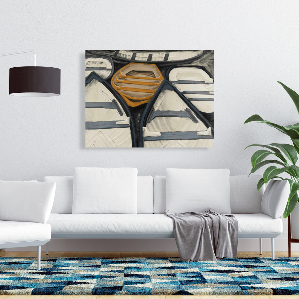 Marine Blue Canoes Bathroom Canvas | Home Decor Wall Art