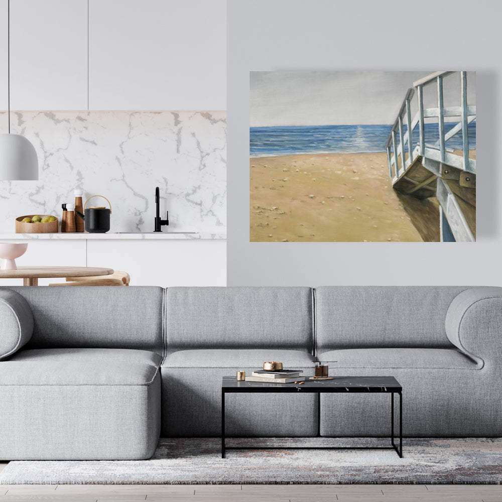 Toile bleue « Paysage de bord de mer » | Décoration de chambre contemporaine
