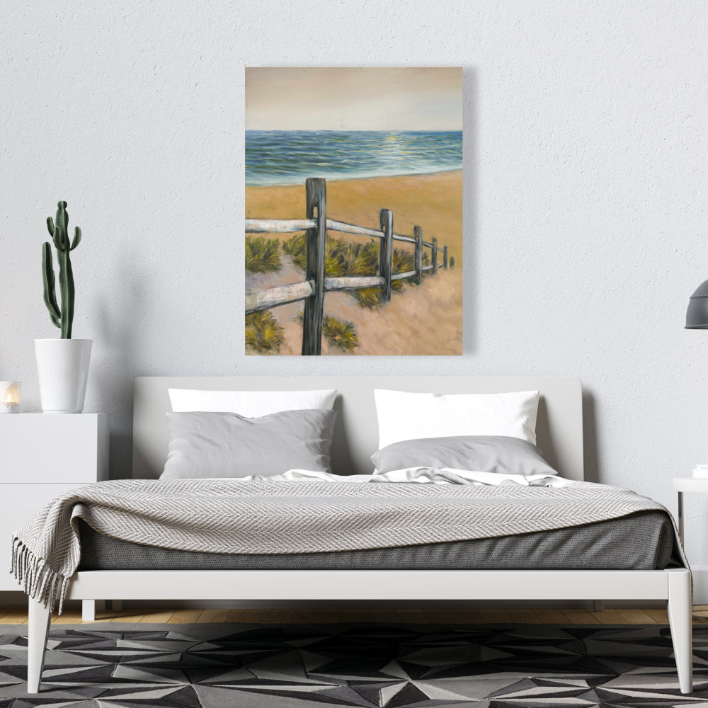Quiet Seaside Canvas - Blue Bedroom Contemporary Wall Art