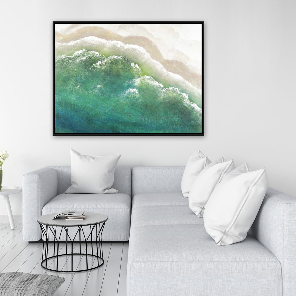 Turquoise Sea Canvas - White Frame | Sea Bedroom Decor