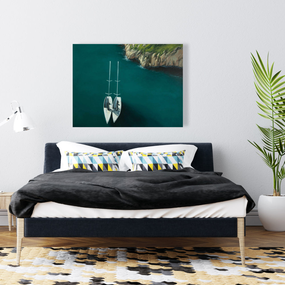 Smooth Sailing Coastal Boat Bedroom Canvas | Home Decor Art