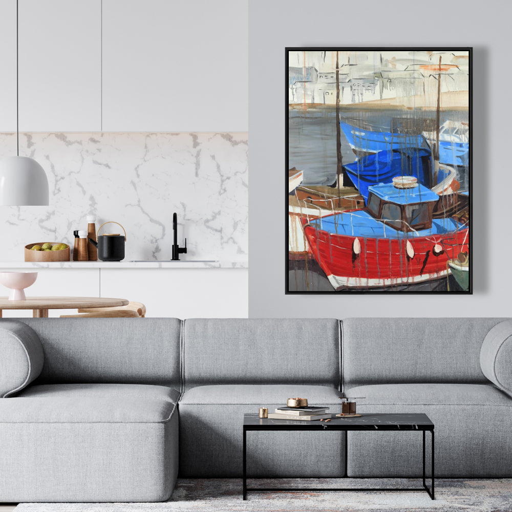 Rainy Day at the Dock Coastal Canvas | Contemporary Home Decor
