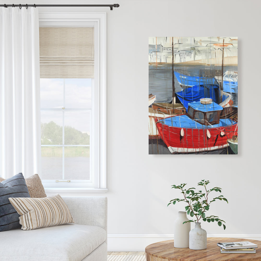 Blue Coastal Canvas - Rainy Day at the Dock | Home Decor