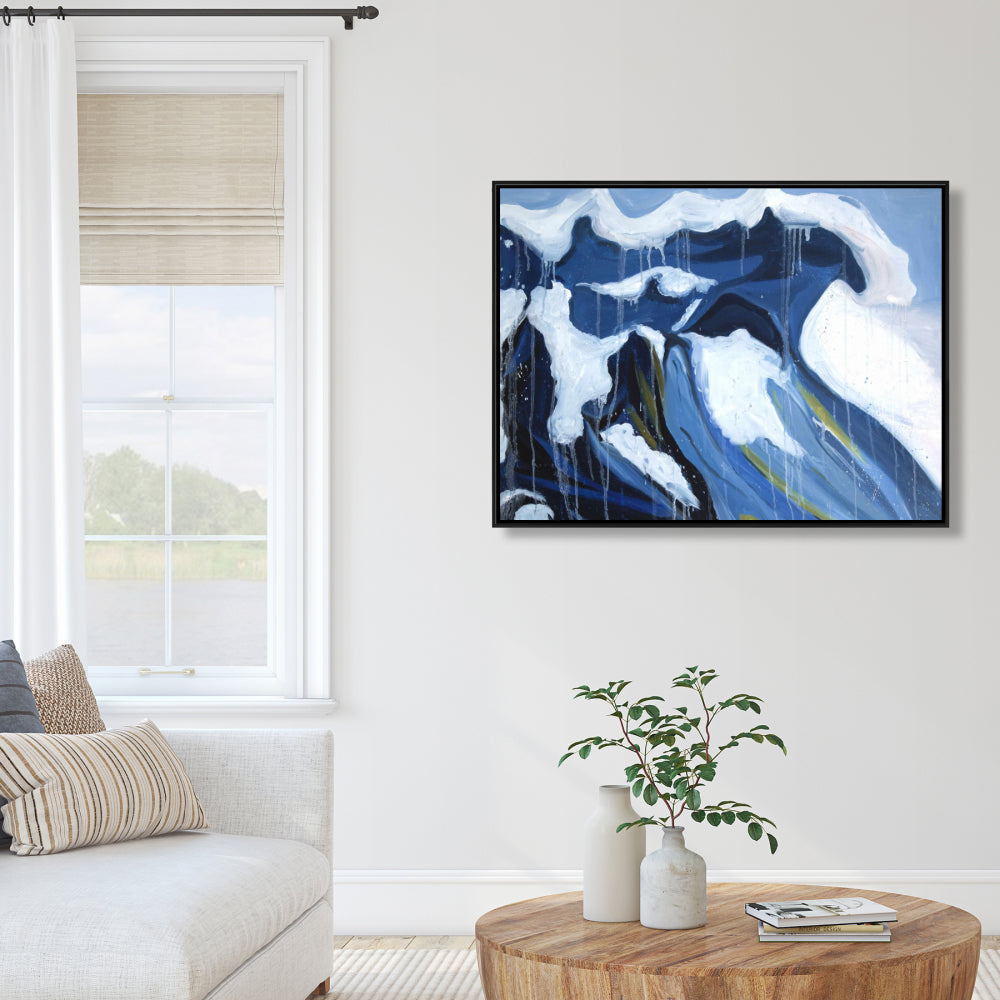 Wave in Motion | Sea Coastal Blue Framed Canvas Decor