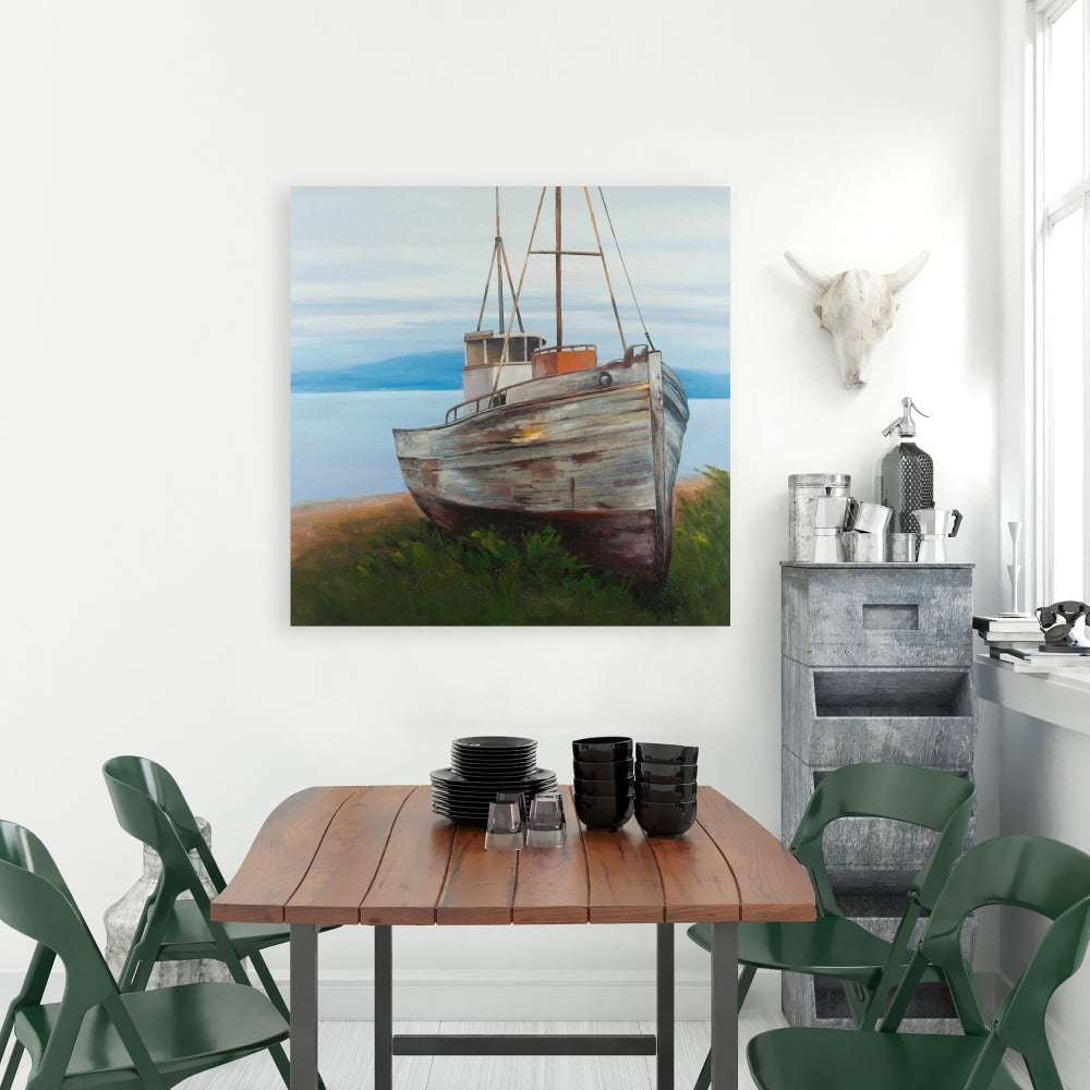 Old Abandoned Boat Canvas | Coastal Home Decor Artwork