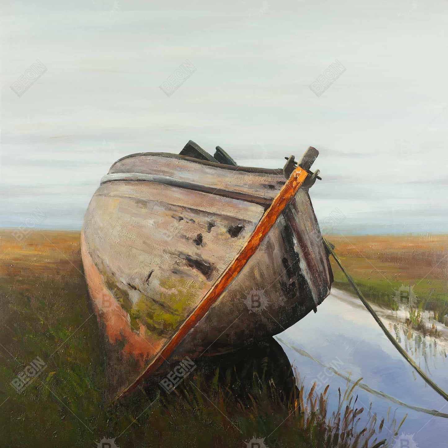 Toile contemporaine pour chambre à coucher | Décoration murale représentant un vieux bateau abandonné