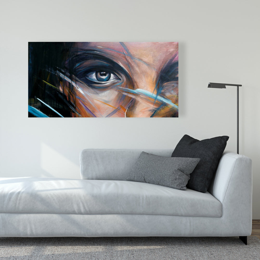 Bohemian Blue Beauty Canvas | Colorful Woman Face Art Decor