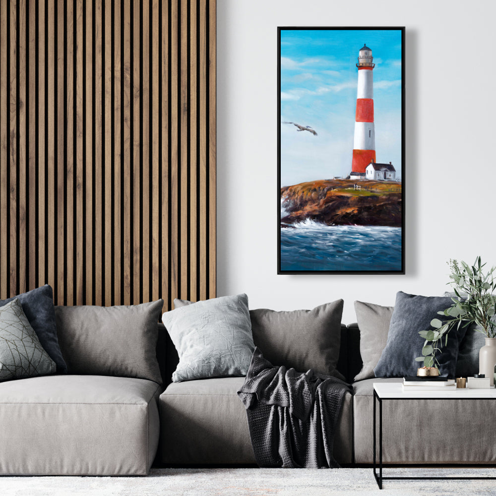 Lighthouse at the Edge of the Sea - Coastal Blue Canvas Art