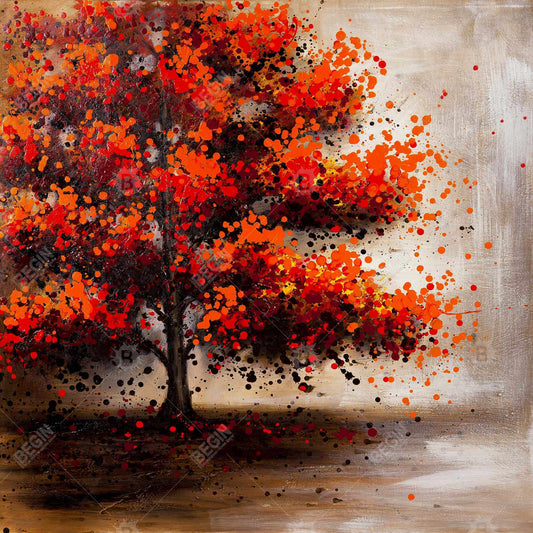 Tree with Dotted Leaves Canvas - Modern Bedroom Wall Art