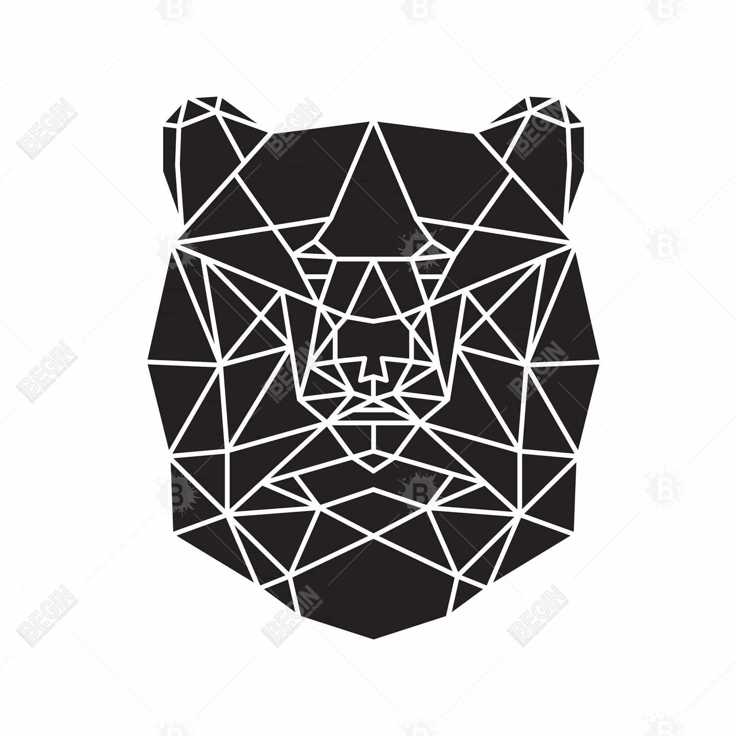 Toile tête d'ours géométrique | Décoration animalière monochrome