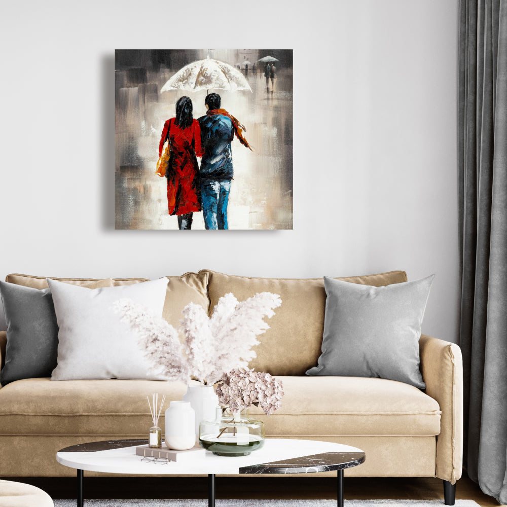 Romantic Rainy Walk Canvas | Bedroom Home Decor Wall Art
