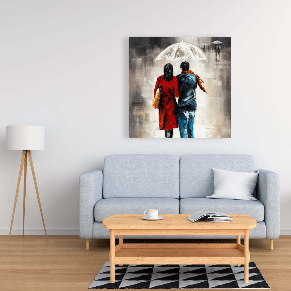 Romantic Rainy Walk Canvas | Bedroom Home Decor Wall Art