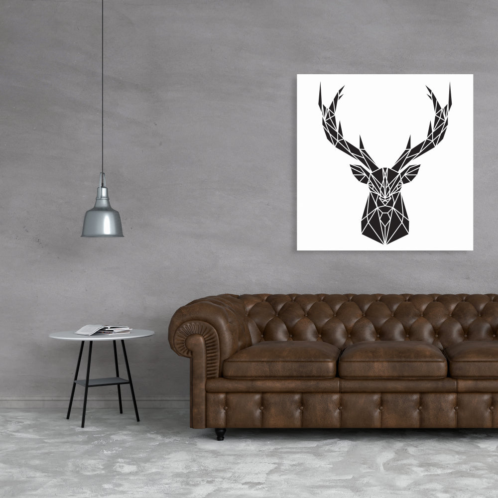 Geometric Deer Head Industrial Canvas - Modern Home Decor